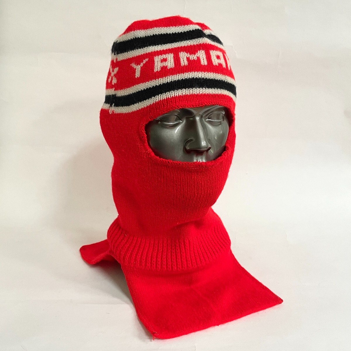 Vintage Red Yamaha Knit Snowmobile Facemask Ski Mask Hat Stocking