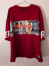 SATISFY Graphic T-Shirt Red LL Size Street Design Big Silhouette