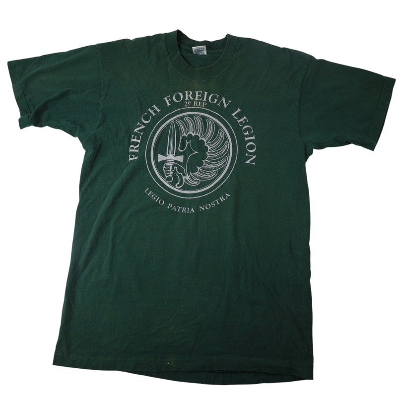Vintage French Foreign Legion Mens Large Graphic T Shirt Green
