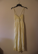 Urban Outfitters Yellow V-Neck Strappy Tie Front A-Line Midi Dress Size S