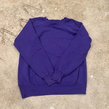 Vintage 80s Crewneck Sweatshirt Blank Purple Distressed Hanes Pannill Large