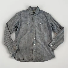 Taylor Stitch Mens 44 Striped Lightweight Chambray Button Down Shirt Hemp (A26)