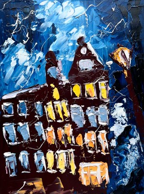 Amsterdam Painting Netherlands Original Art Cityscape Oil Impasto Wall Art 6 x 8
