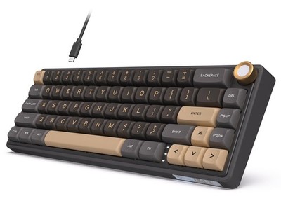 RK ROYAL KLUDGE R65 Wired Gaming Keyboard Hot-Swapable Cream Switch, Black 