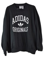 Adidas Originals Womans Black Spellout Logo Sweatshirt Crewneck Size 12/14