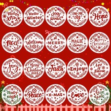 20pcs Christmas Stencils for Painting on Wood, 3x3 Inch Small Reusable Merry ...