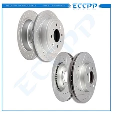 Front & Rear Disc Brake Rotors For 1990-2001 Acura Integra Drilled And Slotted