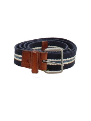 Fat Face Herren Gürtel blau gestreift Baumwolle mit Leder Trachtengürtel