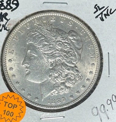 1889 MORGAN SILVER DOLLAR ~ SL/UNC VAM 22 BARWING  ''TOP 100'' ~NICE LOOKING COIN~