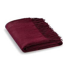 100 Cashmere Throw Blanket with Fringe 60 x 54 Inch Super Soft Large Wine
