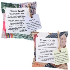 2 Pack Prayer Quilt with Cross Inside Squares Pocket Mini Scripture Prayer Qu...