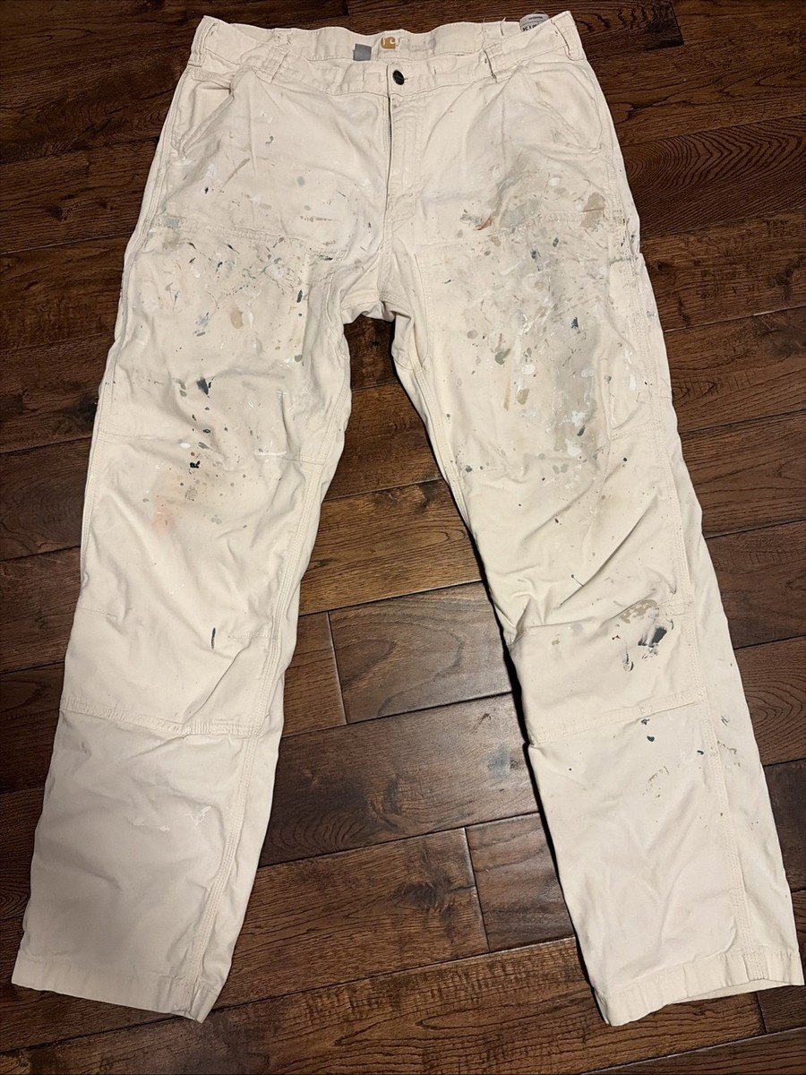 Carhartt Men's Double Knee White Painter Pants 38x34 | eBay