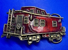 Train Caboose Red Enamel Vintage 1979 The Great American Red Colored Belt Buckle