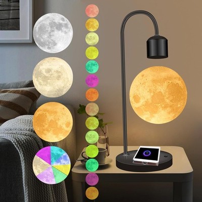 Levitating Moon Lamp with 15W Fast Wireless Charger
