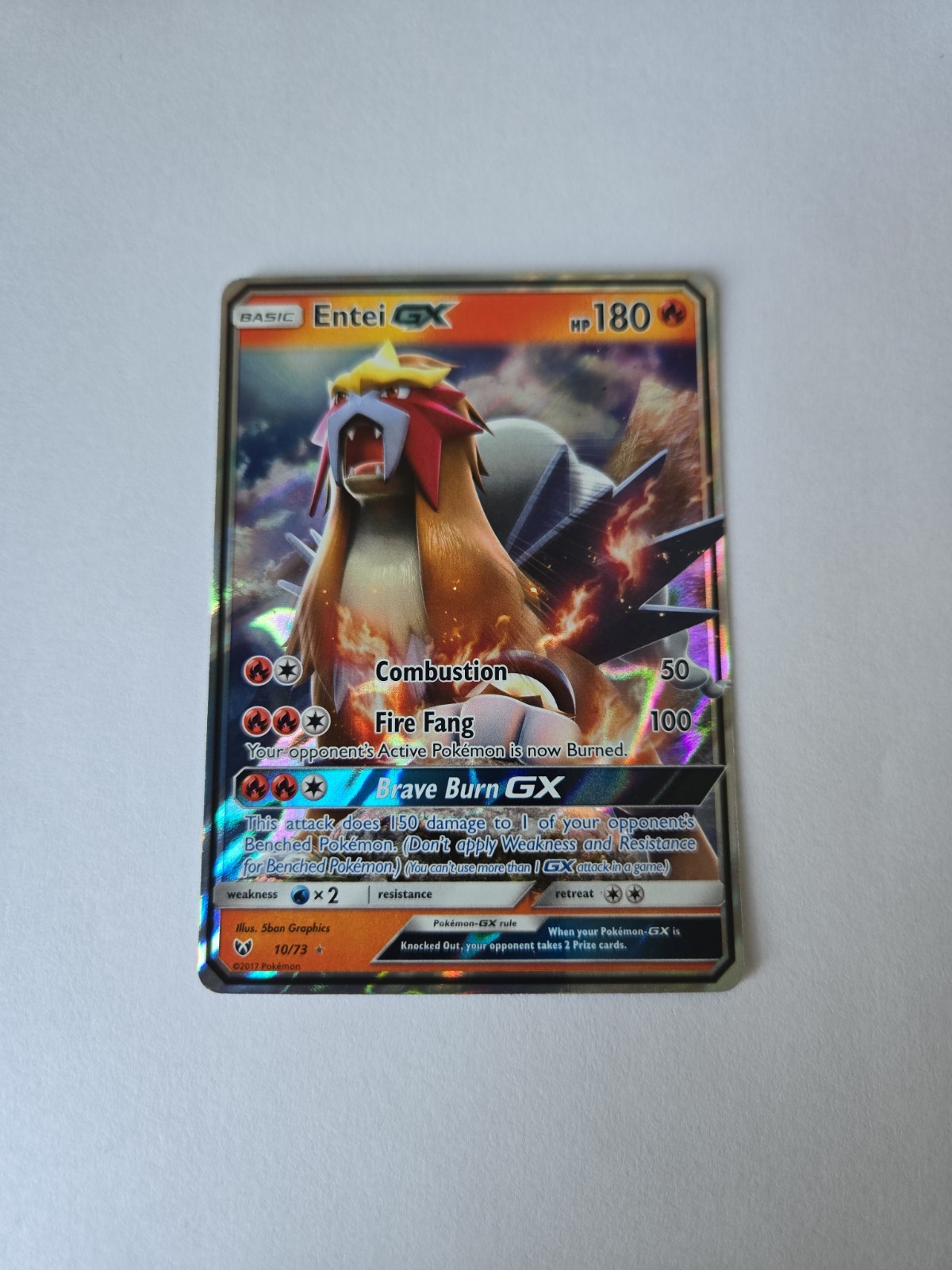 Pokemon Entei GX 10/73 Shining Legends Ultra Rare NM Fire Meta Expanded Brave Bu