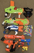 Nerf Gun Lot 8 Automatic, Manual Dart Blasters, Eyewear, 60 Darts - TESTED