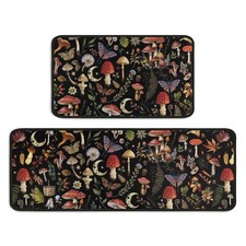 Kitchen Mats for Floor Mushroom Kitchen Rugs Sets of 2 Non Slip Absorbent Was...