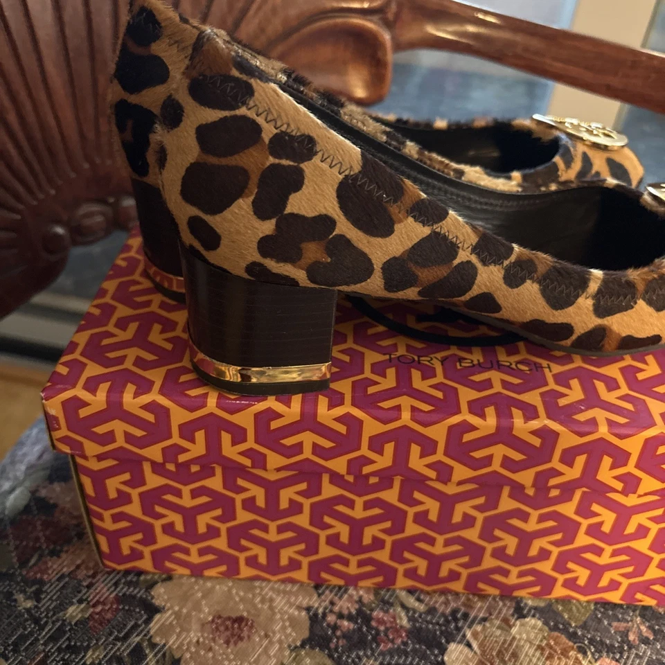 Zapatos de salón Tory Burch para mujer, pelo de becerro leopardo Amy tacón bloque talla 8,5 Foto 3 de 4