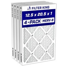 Filter King 12.5x20.5x1 Air Filter MERV 8, AC Furnace Filters 4-Pack