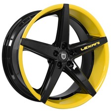 R-four Lexani Wheels 20x10 Custom Gloss Black With Yellow Accents Rims 4pcs C3 R-four Lexani Wheels 20x10 Custom Gloss Black With Yellow Accents Rims 4pcs C3