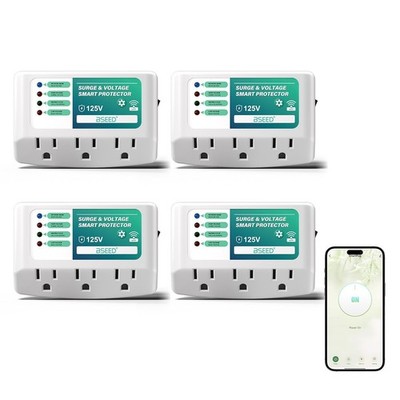 BSEED WiFi Smart Plug 3 Outlet Surge Protector 4 Pack