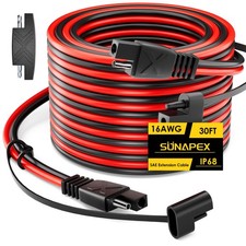 30FT SAE to SAE Extension Cable 16 AWG Pure Copper Cord Wire for Solar Panel
