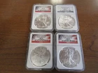 2012 United States American Silver Eagles Four Different Examples All NGC MS70