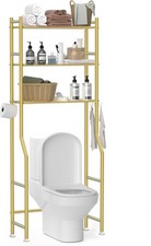 3-Tier Over The Toilet Storage, Freestanding Metal Bathroom Organizer with 4