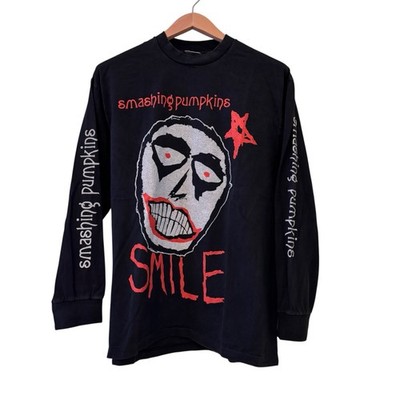 VTG SMASHING PUMPKINS Smile Face 90s Band Long Sleeve RARE Large Shirt REPRINT