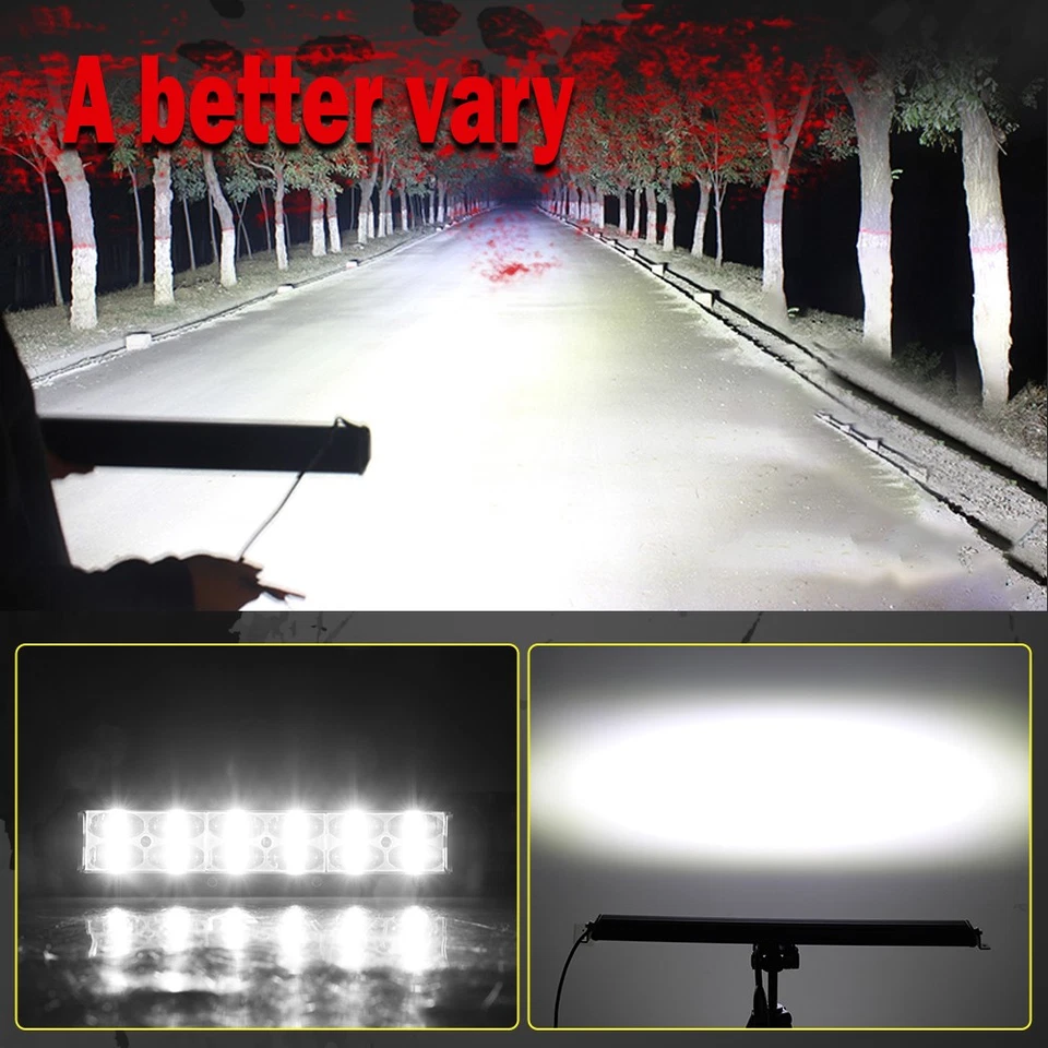 8 14 22 32 42 52" pulgadas 6D recta doble fila barra de luz LED spot camión todoterreno SUV Foto 3 de 4