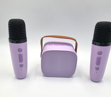 Mini Karaoke Machine Portable Blutooth Speaker & 2 Wireless Microphones Purple