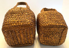 Set of 2 Small 4"x4"x4" Brown Woven Plastic Lined Plant Baskets w/Handles — photo 7
