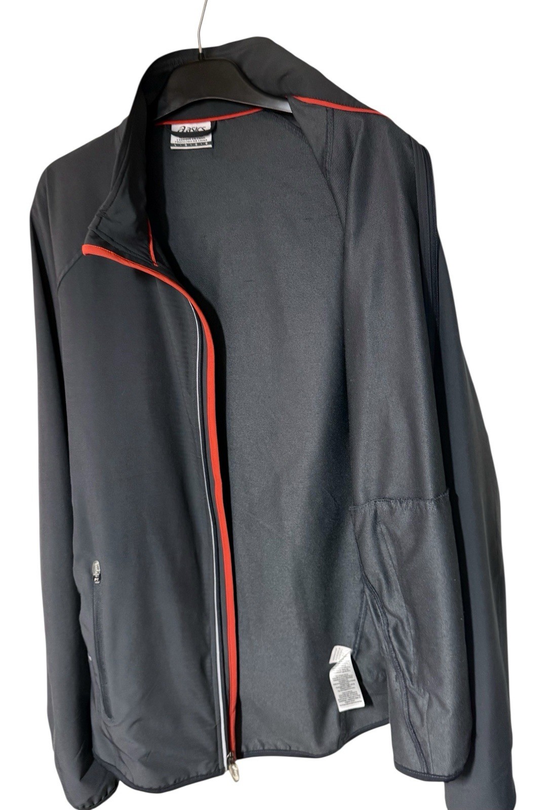 ASICS  Windbreaker Gray Jacket Men’s Large Full Zip Reflective Pockets New ! thumbnail 6