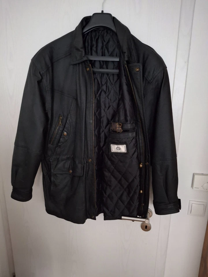 52 Herren Jacke Leder/Nappa Leather schwarz Reisverschluss Knöpfe viele Taschen - Bild 2 von 4