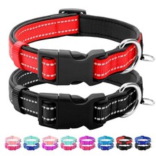 2 Pack Neoprene Padded Dog Collar for Medium Dogs Reflective Dog Collar with ...
