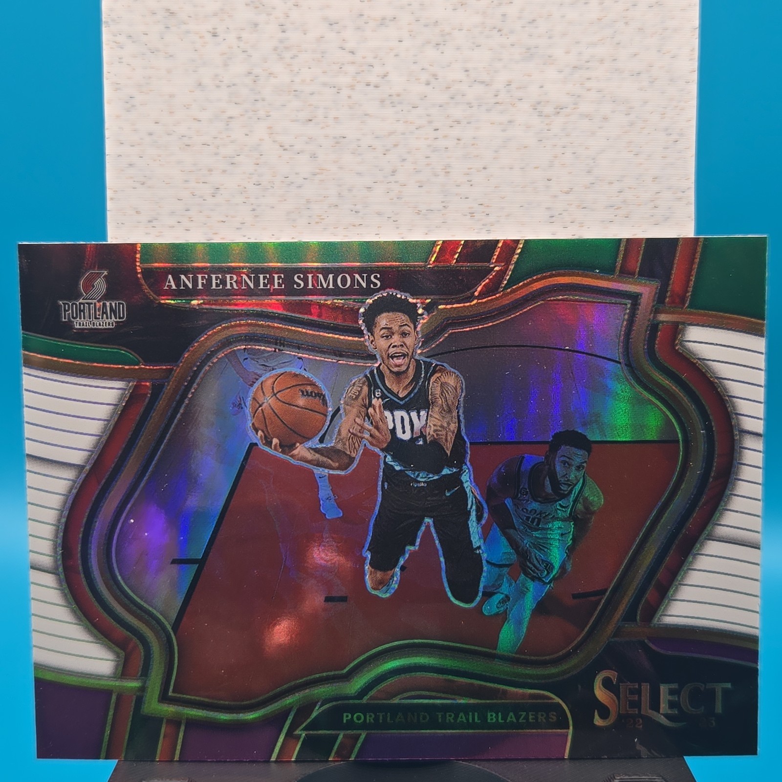 2022-23 Panini Select Courtside Green White Purple Prizm #242 - Anfernee Simons