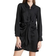 BB Dakota Black Tie, size XSmall, Curious Ruched Mini Shirt Dress ~ RETAIL $99