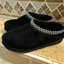UGG Tasman Women  s Black Suede Slip-On Slippers US 4 EU 36 Logo Flat
