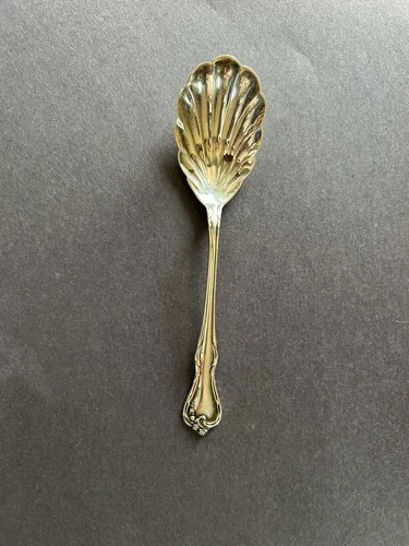 Vintage Reed & Barton Rose Cascade Sterling 6 1/4" Sugar Shell Spoon 1957 1.4 oz