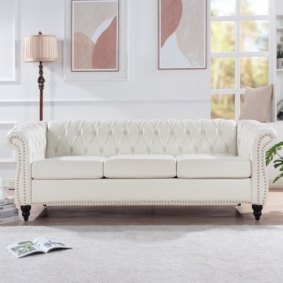 84.65'' Rolled Arm Chesterfield 3 Seater Sofa