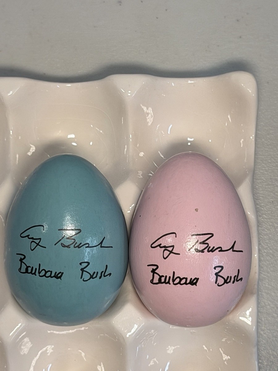 1989 1990 White House Easter Eggs Lot Bush Era Pair Presidential
