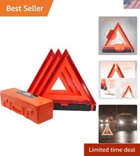 Portable 3 Pack Reflective Safety Triangles - Essential for Roadside Emergencies