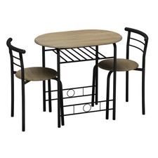 3 Pcs Dining Table 2 Chairs Set Kitchen Breakfast Furniture Compact Space Saving