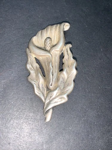 STERLING SILVER 925 lot Brooch N27 Lilly Flower Leaf Plant Fashion Vintage Love