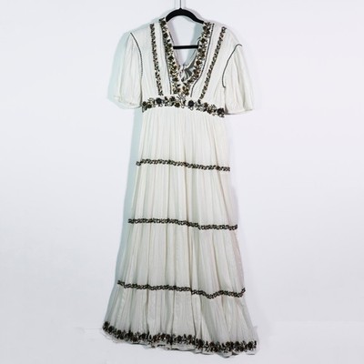 NEW Ulla Johnson Alma Cotton Gauze Sequin Beaded Embroidered Tiered Maxi Dress 2