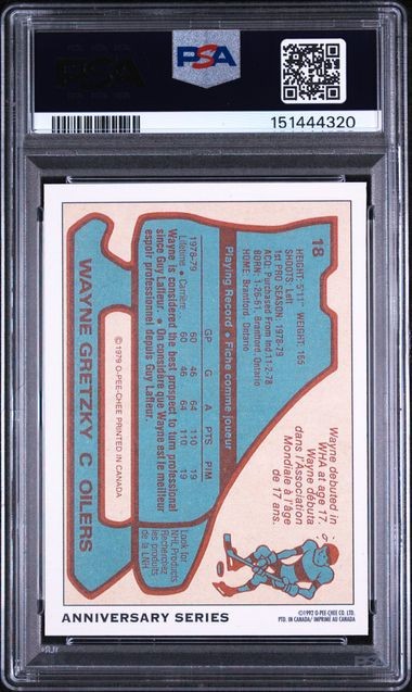 WAYNE GRETZKY 1992 O PEE CHEE HOCKEY CARD 25TH ANNIVERSARY INSERTS PSA 9  view 2