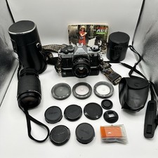 Canon AE-1 Program w/ 50mm 1.8 75-200 Lens Power Winder Filters Untested