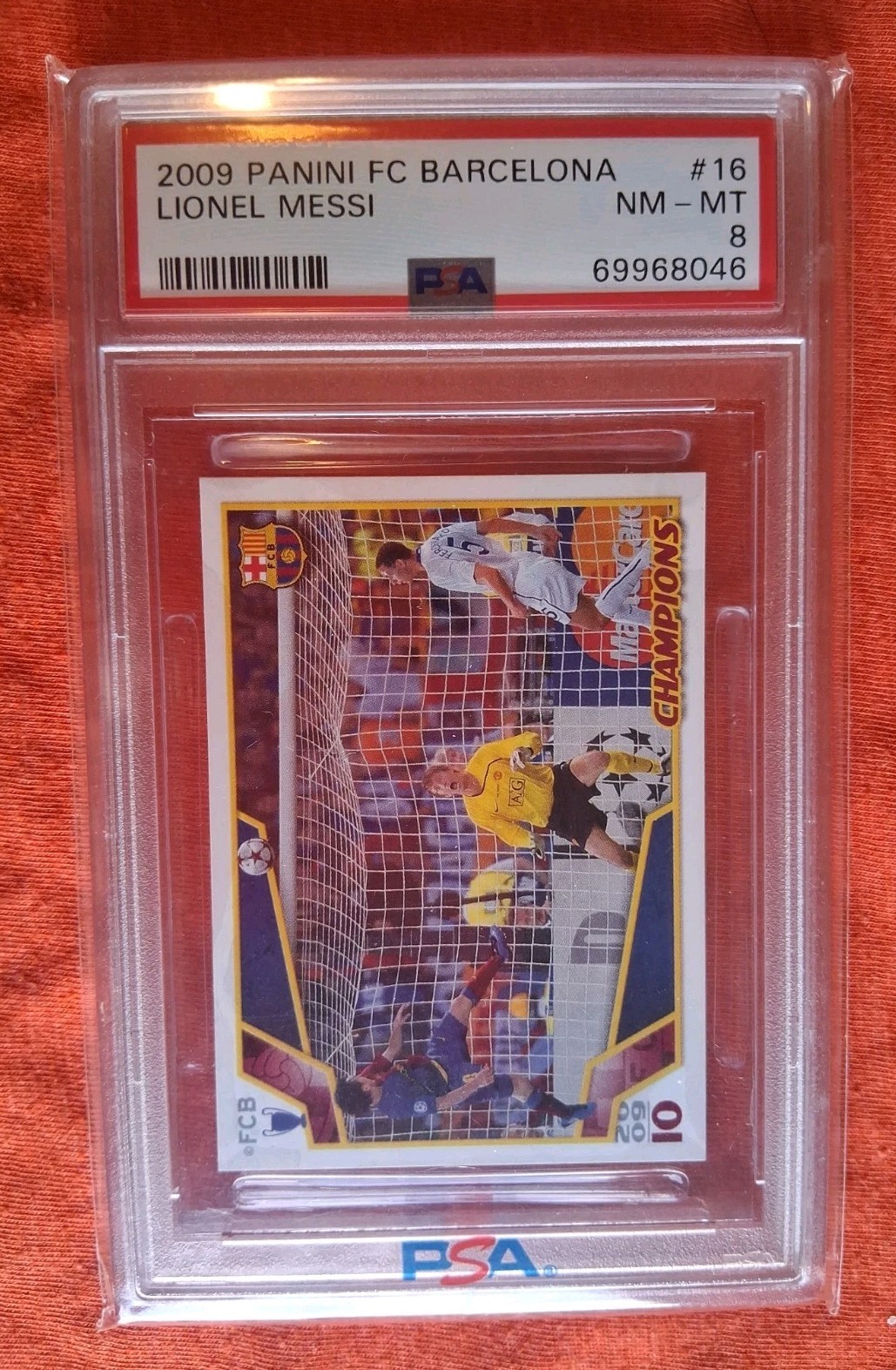 2009 PANINI LIONEL MESSI FC BARCELONA  #16 PSA 8 Rare -Messi's Favorite Goal- view 3