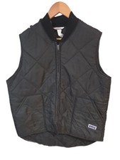 Big Smith - Vintage Men's Black Diamond Quilt Varsity Collar Work Vest Size L