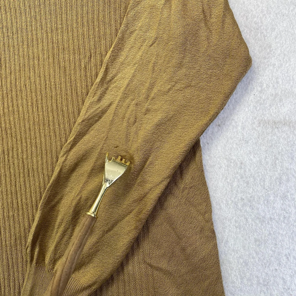 Тоскано свитер мужской большой коричневый сделано в Италии длинным рукавом ребристый вязаный поло - Изображение 4 из 4